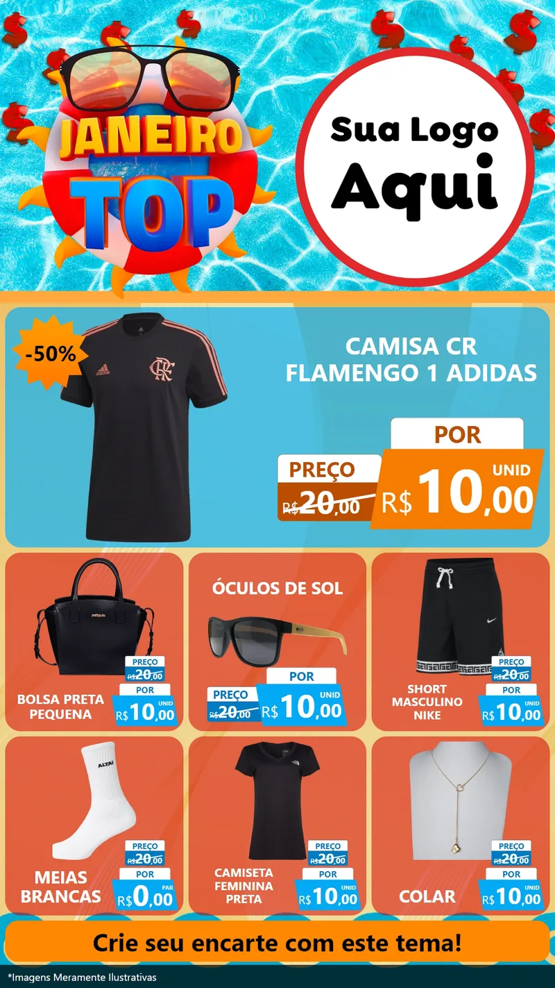 Modelo de Rede Social para Stories com o tema Janeiro Top para Roupas e acessórios
