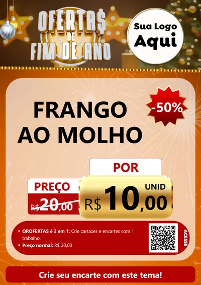 Modelo de Cartaz para Cartaz A4 Vertical com o tema Ofertas de Fim de Ano para Restaurante