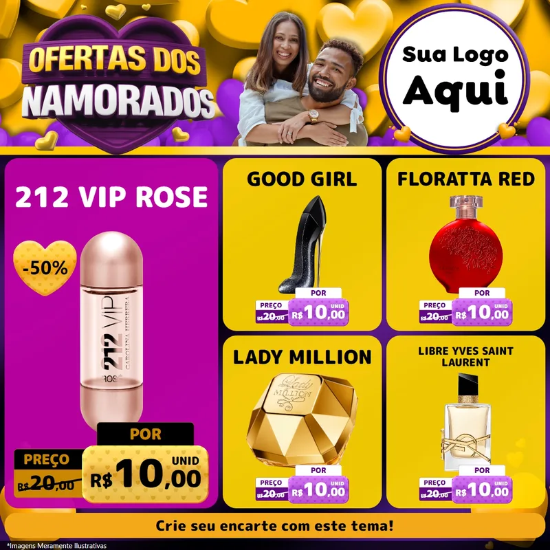 Modelo de Rede Social para Feed Facebook com o tema Oferta Dos Namorados para Perfumes