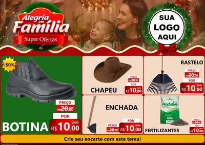 Modelo de Encarte para Encarte A4 Horizontal com o tema Alegria Em Família - Super Ofertas para Agropecuária
