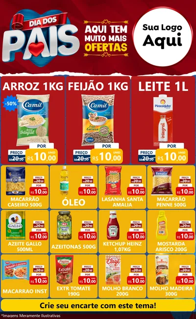 Modelo de Encarte para Encarte Grande com o tema Dia dos Pais para Supermercado