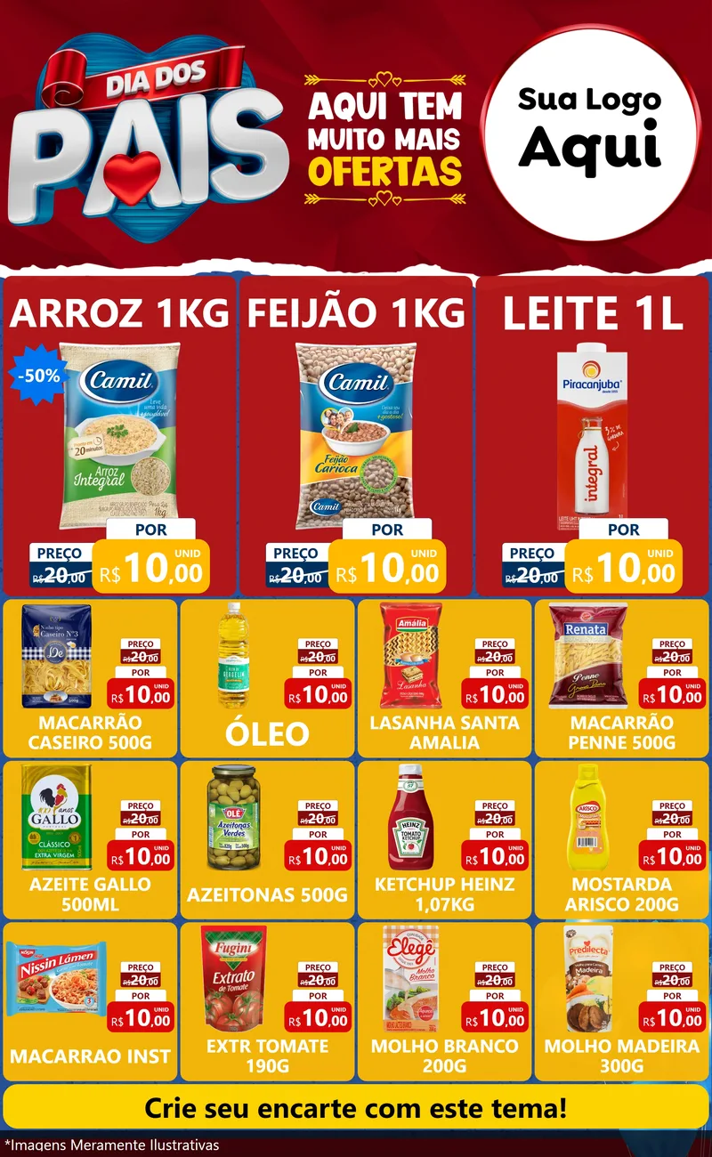 Modelo de Encarte para Encarte Grande com o tema Dia dos Pais para Supermercado