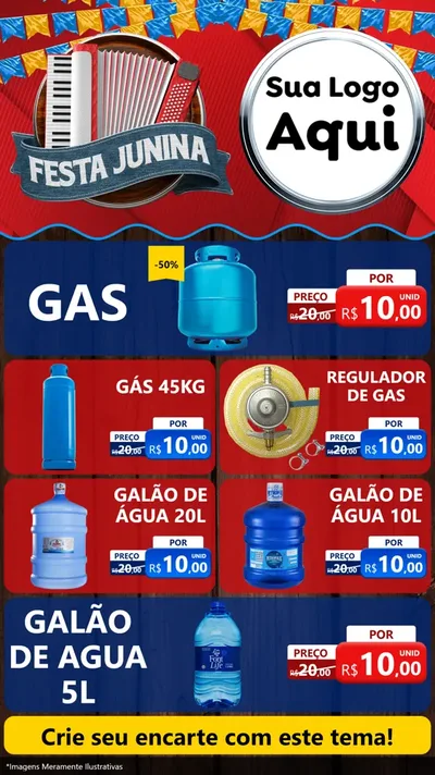 Modelo de TV para TV Vertical com o tema Festa Junina para Água e gás