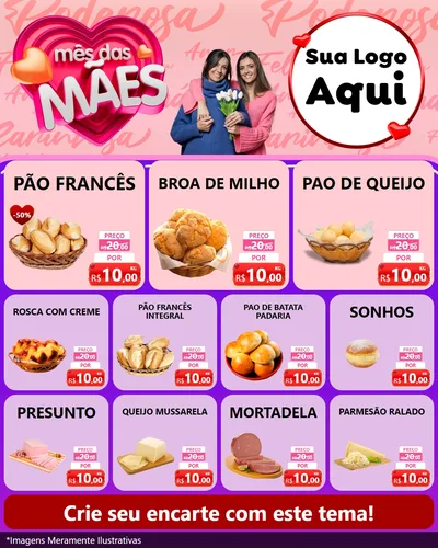 Modelo de Rede Social para Feed Instagram com o tema Mês Das Mães para Padaria