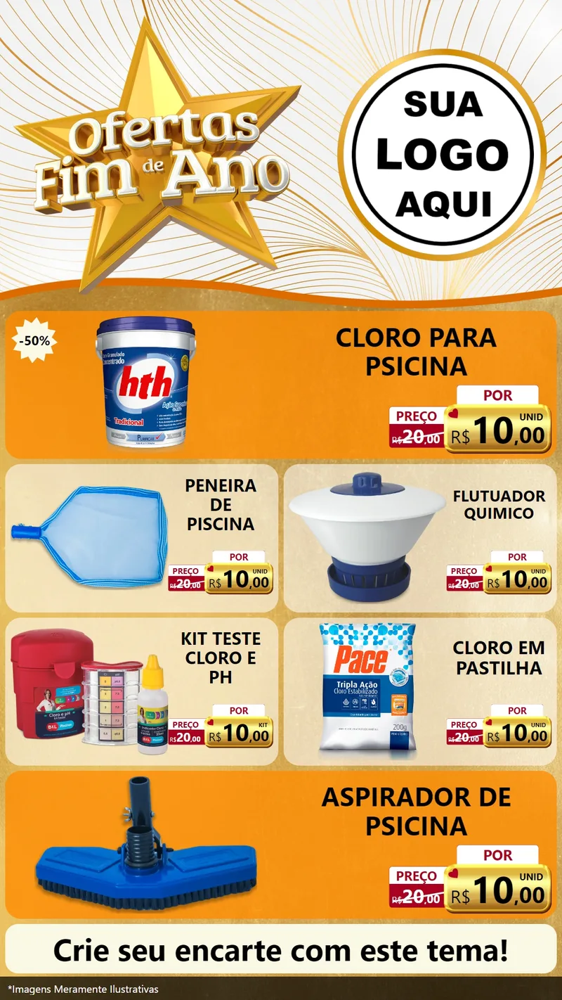 Modelo de TV para TV Vertical com o tema Ofertas Fim de Ano para Produtos para Piscina