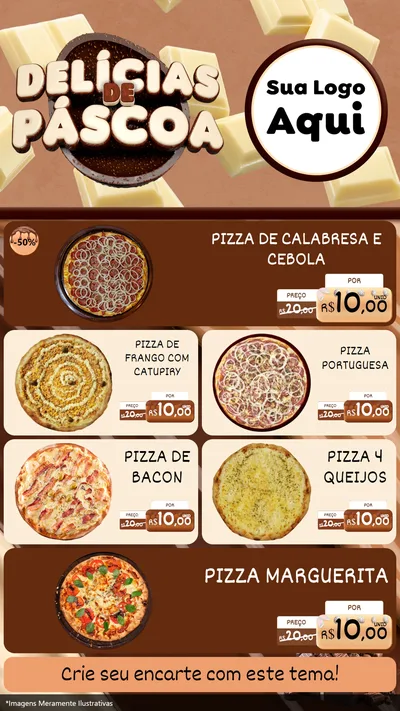Modelo de TV para TV Vertical com o tema Delícias de Páscoa para Pizzaria