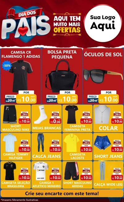 Modelo de Encarte para Encarte Grande com o tema Dia dos Pais para Roupas e acessórios