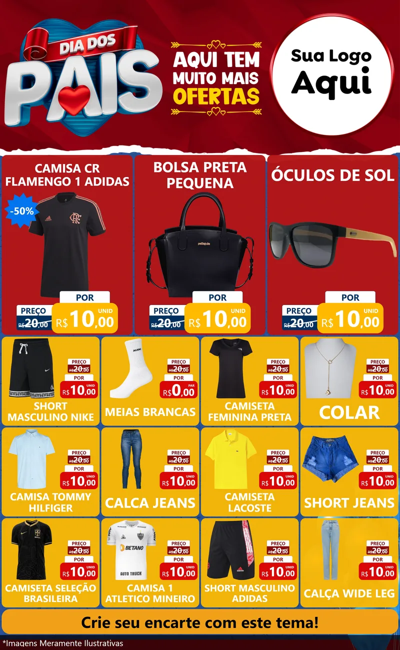 Modelo de Encarte para Encarte Grande com o tema Dia dos Pais para Roupas e acessórios
