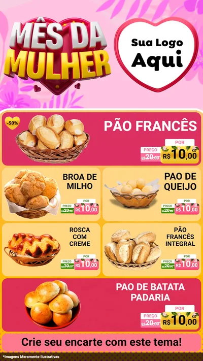 Modelo de TV para TV Vertical com o tema Mês da Mulher para Padaria