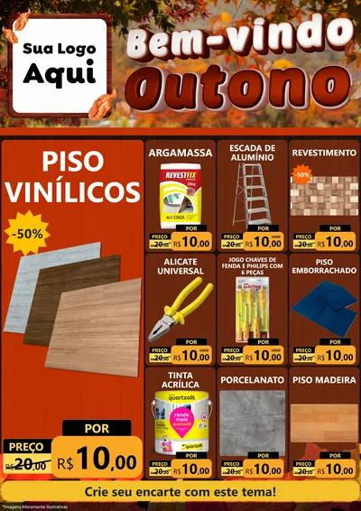 Modelo de Encarte para Encarte A4 Vertical com o tema Bem-vindo Outono para Material para Construção