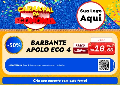 Modelo de Cartaz para Cartaz A4 Horizontal com o tema Carnaval da Economia para Armarinho e Aviamentos