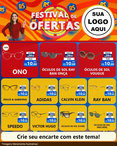 Modelo de Rede Social para Feed Instagram com o tema Festival de Ofertas para Óticas
