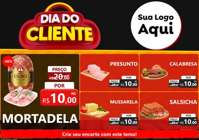 Modelo de Encarte para Encarte A4 Horizontal com o tema Dia do Cliente para Frios e Laticínios