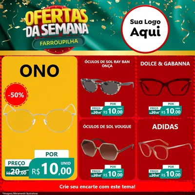Modelo de Rede Social para Feed Facebook com o tema Ofertas da Semana Farroupilha para Óticas