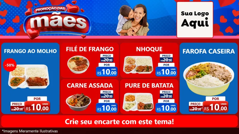 Modelo de TV para TV Horizontal com o tema Promoção das Mães para Restaurante