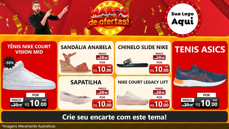 Modelo de TV para TV Horizontal com o tema Março de Ofertas! para Calçados