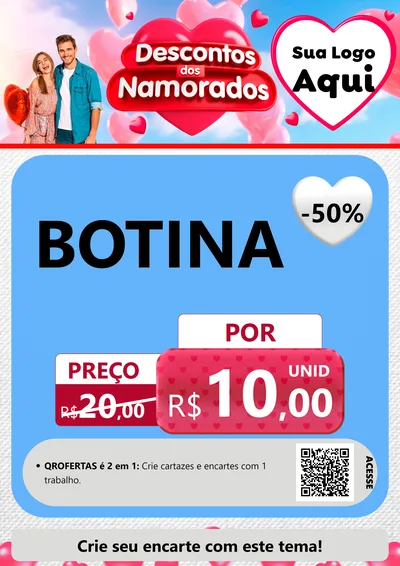 Modelo de Cartaz para Cartaz A4 Vertical com o tema Descontos dos Namorados para Agropecuária