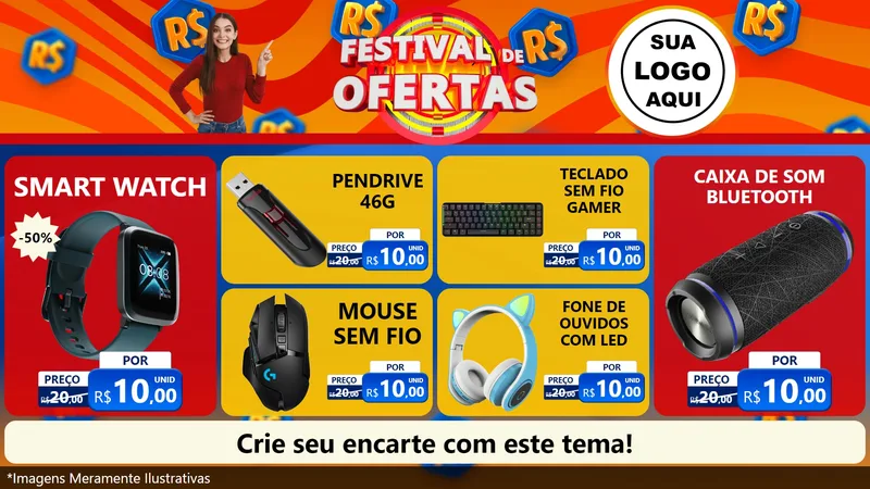 Modelo de TV para TV Horizontal com o tema Festival de Ofertas para Informática