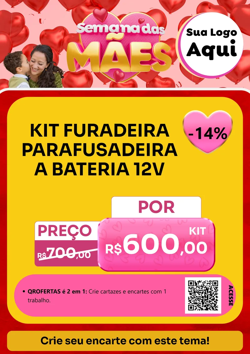 Modelo de Cartaz para Cartaz A4 Vertical com o tema Semana Das Mães para Maquinas e Ferramentas