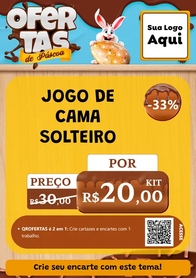 Modelo de Cartaz para Cartaz A4 Vertical com o tema Ofertas de Páscoa para Cama, Mesa e Banho