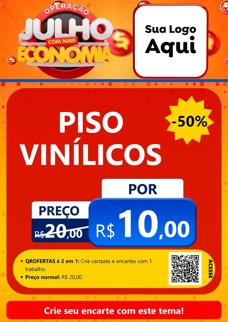 Modelo de Cartaz para Cartaz A4 Vertical com o tema Operação Julho Com Mais Economia para Material para Construção