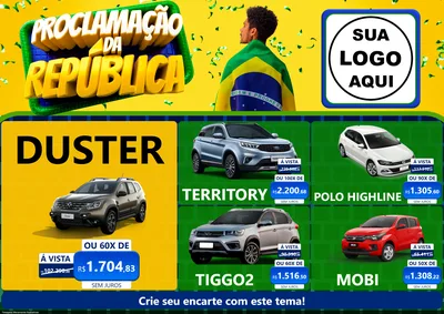 Modelo de Encarte para Encarte A4 Horizontal com o tema Proclamação da República para Concessionaria de Carros