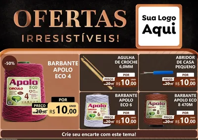Modelo de Encarte para Encarte A4 Horizontal com o tema Ofertas Irresistíveis! para Armarinho e Aviamentos
