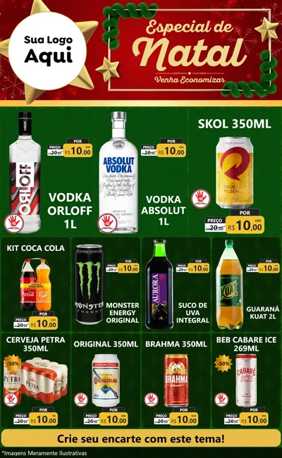 Modelo de Encarte para Encarte Grande com o tema Especial de Natal para Distribuidora de bebidas