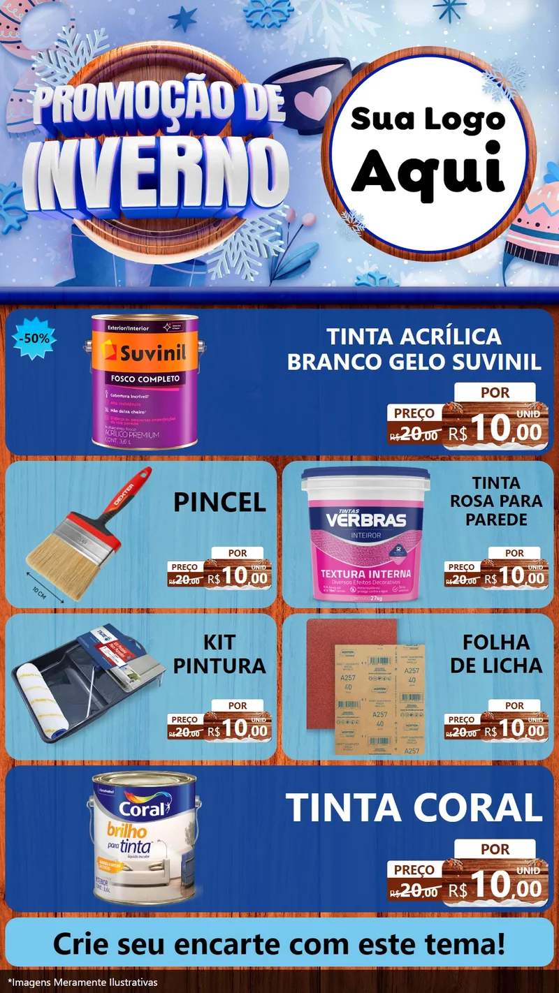 Modelo de TV para TV Vertical com o tema Promoção de Inverno para Tintas e Ferramentas