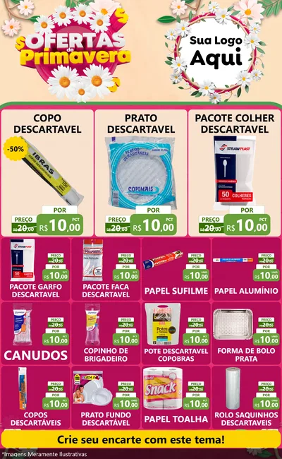 Modelo de Encarte para Encarte Grande com o tema Ofertas de Primavera para Embalagens