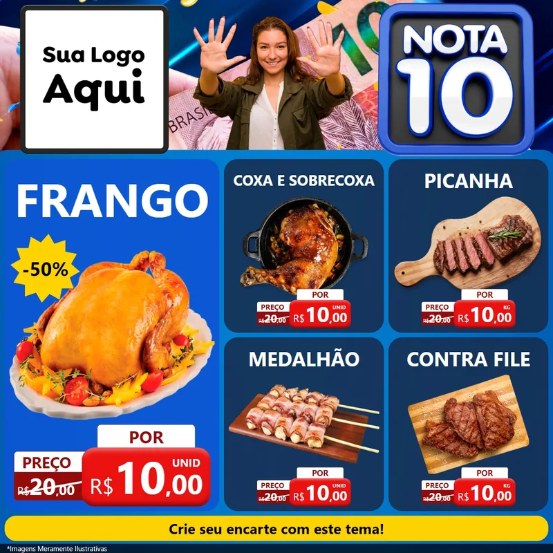 Modelo de Rede Social para Feed Facebook com o tema Nota 10 para Assados