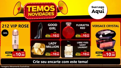 Modelo de TV para TV Horizontal com o tema Temos Novidades para Perfumes