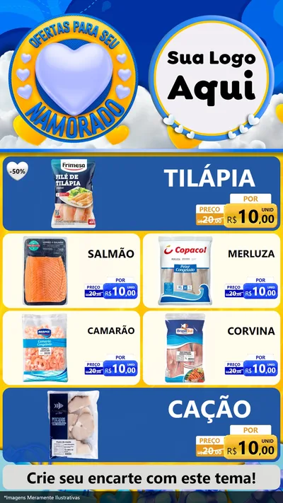 Modelo de TV para TV Vertical com o tema Ofertas Para Seu Namorado para Peixaria