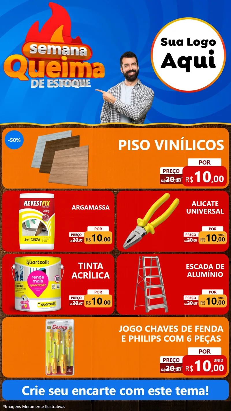 Modelo de TV para TV Vertical com o tema Semana Queima de Estoque para Material para Construção