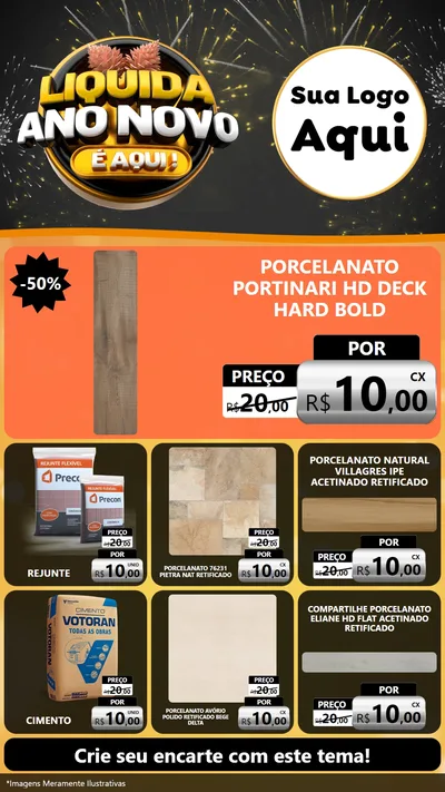 Modelo de Rede Social para Stories com o tema Liquida Ano Novo É Aqui! para Pisos e revestimentos