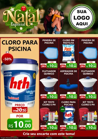 Modelo de Encarte para Encarte A4 Vertical com o tema Natal Especial para Produtos para Piscina