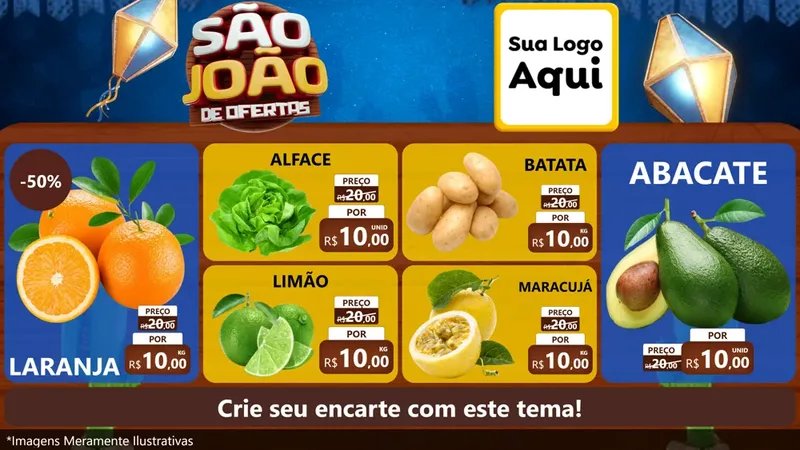 Modelo de TV para TV Horizontal com o tema São João Ofertas Imbatíveis! - Junina para Hortifrúti
