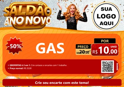 Modelo de Cartaz para Cartaz A4 Horizontal com o tema Saldão de Ano Novo para Água e gás