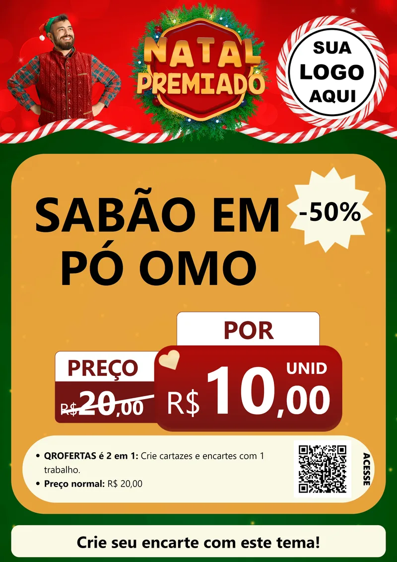 Modelo de Cartaz para Cartaz A4 Vertical com o tema Natal Premiado para Produtos de Limpeza