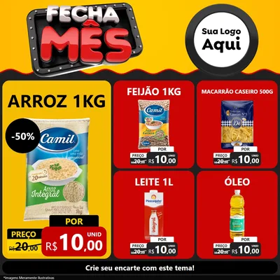 Modelo de Rede Social para Feed Facebook com o tema Fecha Mês para Supermercado