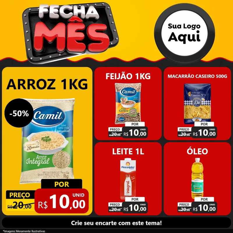 Modelo de Rede Social para Feed Facebook com o tema Fecha Mês para Supermercado