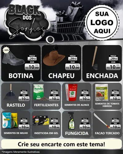 Modelo de Rede Social para Feed Instagram com o tema Black dos Sonhos para Agropecuária