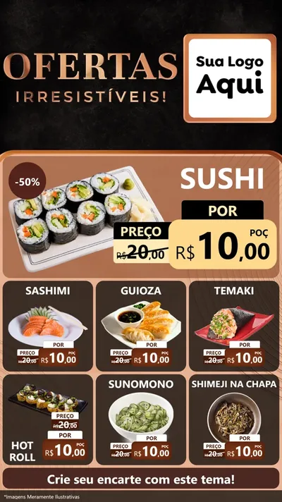Modelo de Rede Social para Stories com o tema Ofertas Irresistíveis! para Comida japonesa