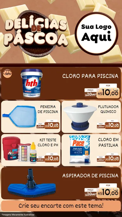 Modelo de TV para TV Vertical com o tema Delícias de Páscoa para Produtos para Piscina