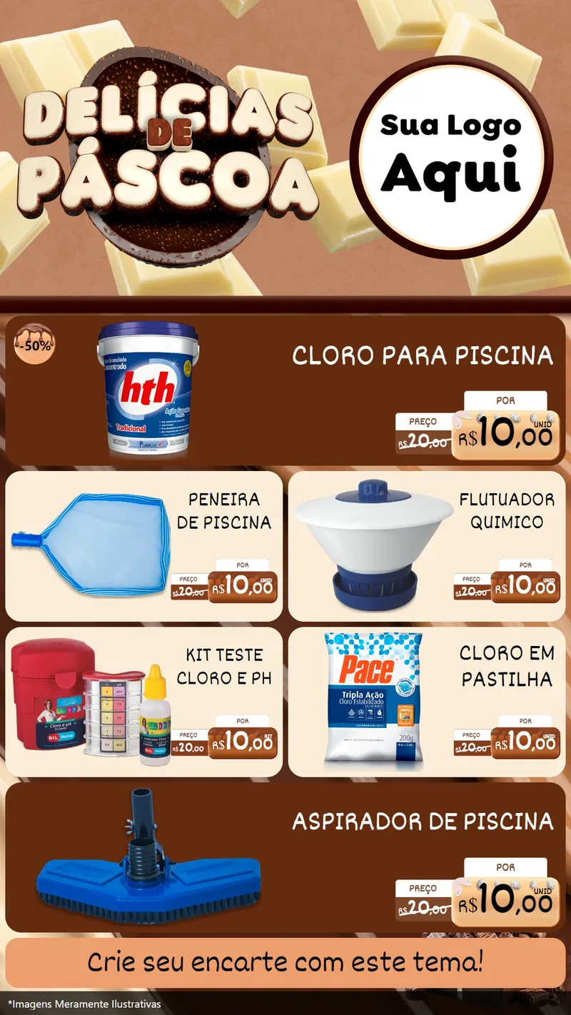 Modelo de TV para TV Vertical com o tema Delícias de Páscoa para Produtos para Piscina