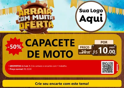 Modelo de Cartaz para Cartaz A4 Horizontal com o tema Ofertas de São João - Junina para Moto peças