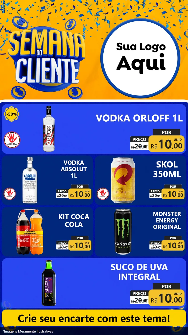 Modelo de TV para TV Vertical com o tema Semana do Cliente para Distribuidora de bebidas