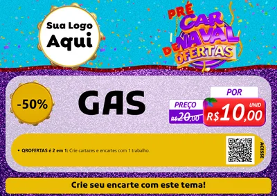 Modelo de Cartaz para Cartaz A4 Horizontal com o tema Pré Carnaval de Ofertas para Água e gás