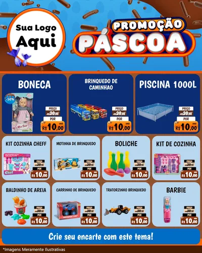 Modelo de Rede Social para Feed Instagram com o tema Promoção Páscoa para Brinquedos