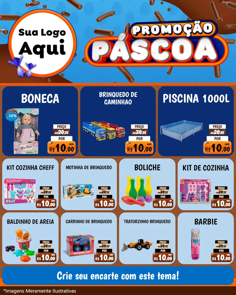 Modelo de Rede Social para Feed Instagram com o tema Promoção Páscoa para Brinquedos
